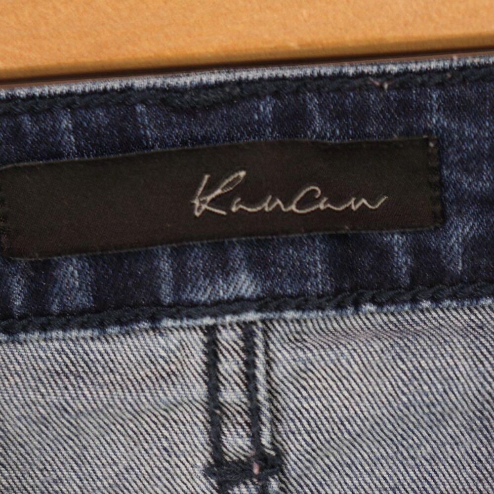 KanCan Dark Wash Heavily Distressed High Rise Ankle Skinny Raw Hem Jeans 26 - Picture 3 of 4